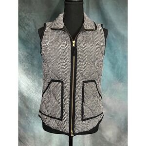 J.Crew Womens XS Herringbone Puffer Vest Full Zip‎ Sleeveless Lightweight